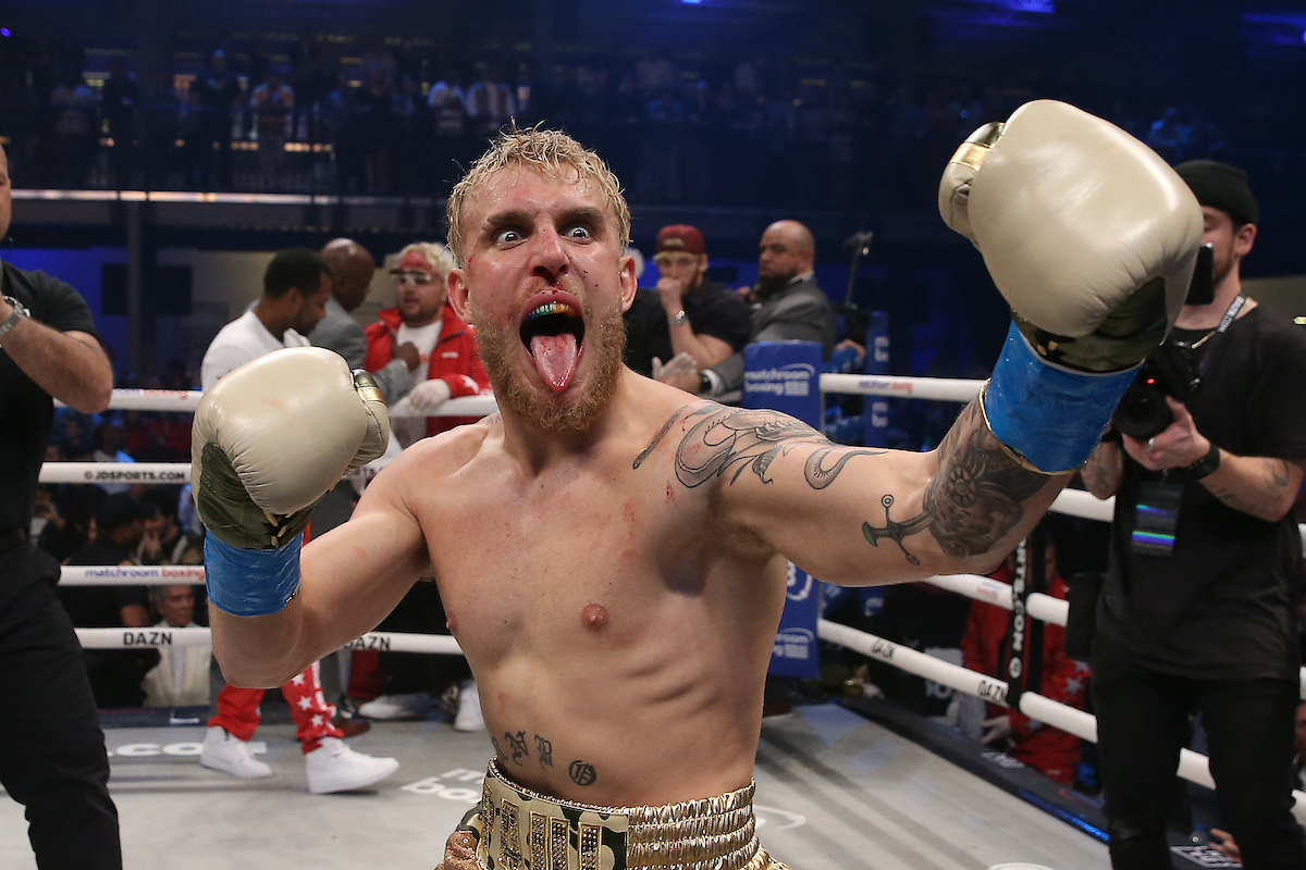 January 30, 2020; Miami, FL, USA; Jake Paul and AnEsonGib during their January 30th Matchroom Boxing USA bout at The Meridian. Mandatory Credit: Ed Mulholland/Matchroom Boxing USA