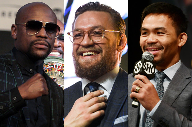 Floyd Mayweather, Conor McGregor & Manny Pacquiao (Getty Images)
